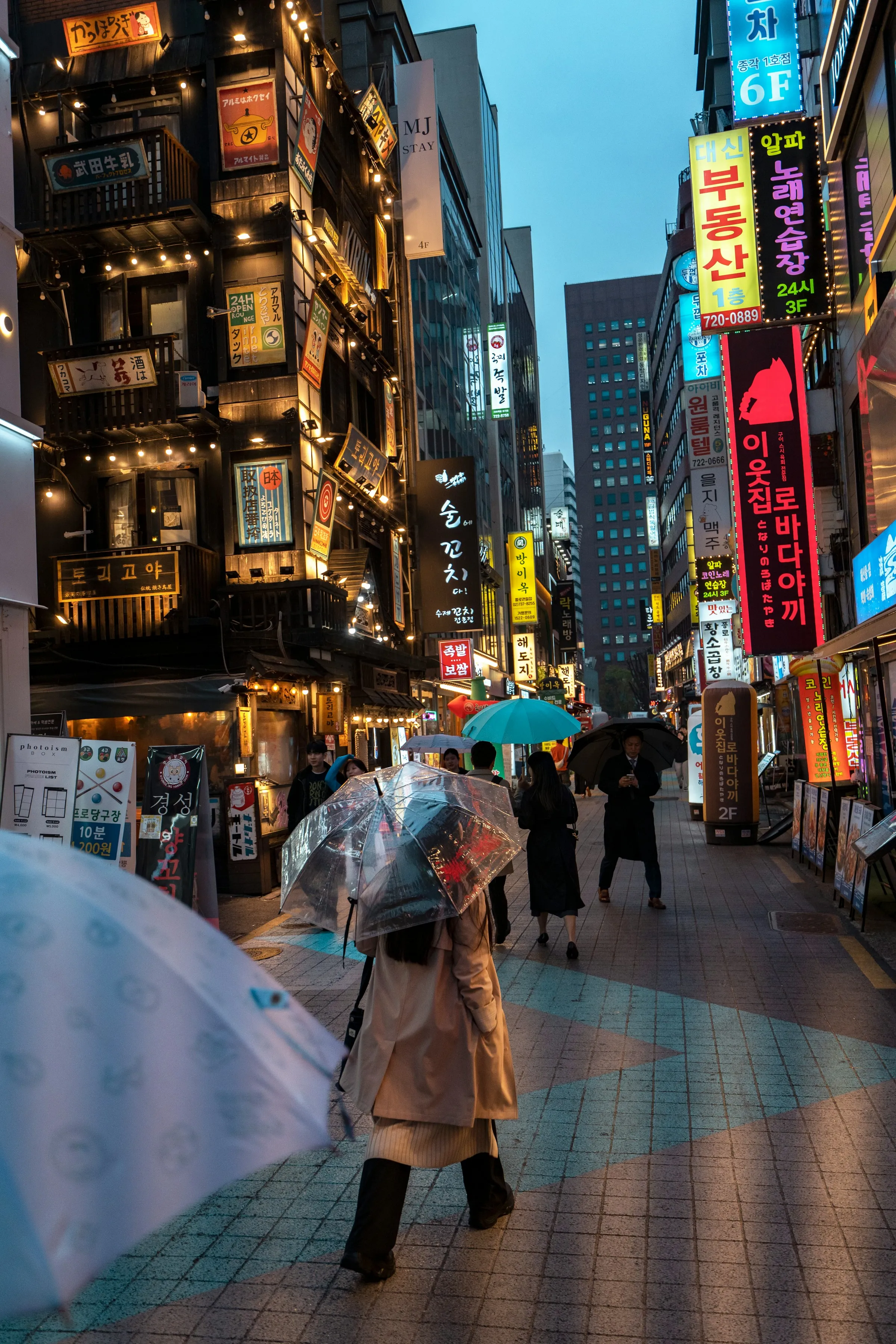 Rain in Seoul makes the signs louder. · Photo: Evgeny Matveev / Unsplash